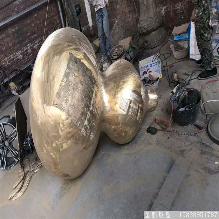 鑄銅葫蘆雕塑 純黃銅葫蘆雕塑